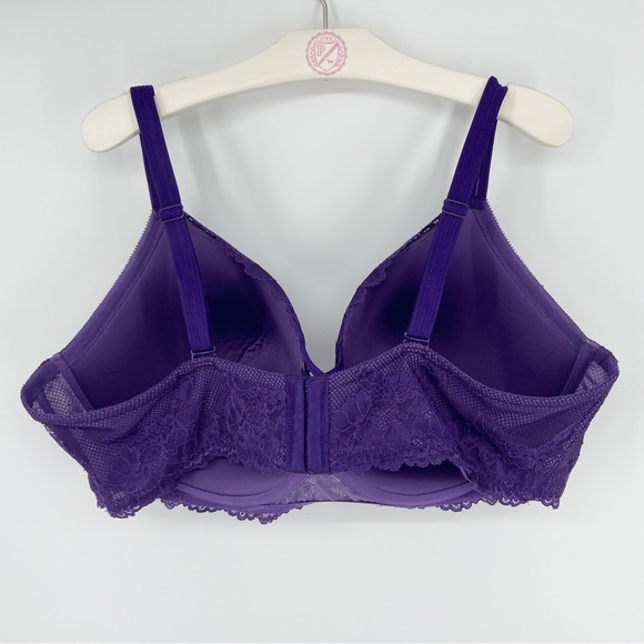Torrid XO Plunge Push Up Purple Lace and Mesh Overlay Bra Size 46DDD *READ* - Picture 7 of 14